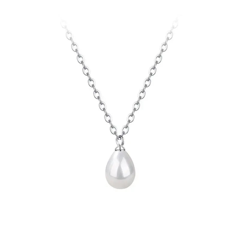 925 Silver Water Drop Pearl Choker Necklace Women Classic Fine Jewelry