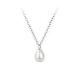 925 Silver Water Drop Pearl Choker Necklace Women Classic Fine Jewelry