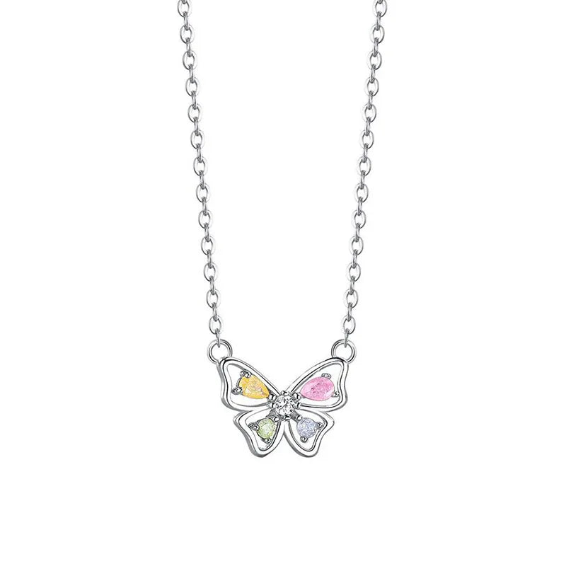 925 Silver Ice Butterflies Choker Necklace for Women