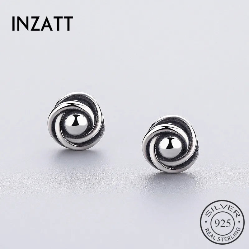 Vintage Flower Stud Earrings 925 Sterling Silver For Women