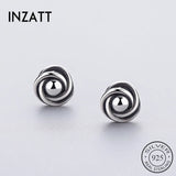 Vintage Flower Stud Earrings 925 Sterling Silver For Women