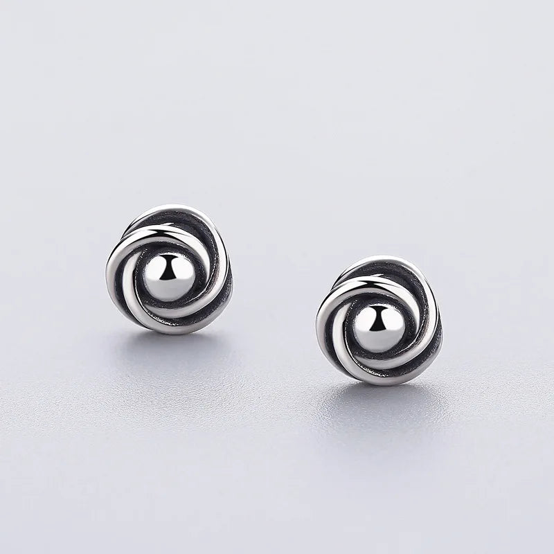 Vintage Flower Stud Earrings 925 Sterling Silver For Women