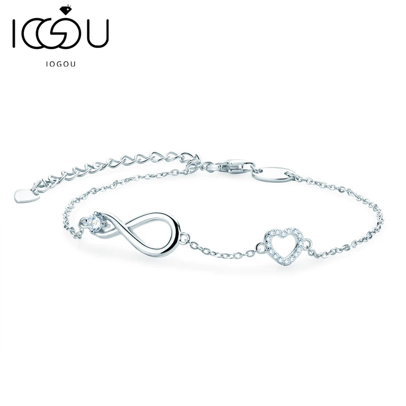 925 Silver Infinity Heart Bracelet - Mother's Birthday Gift