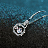 0.3ct Moissanite Necklace Vintage Lock Pendant 925 Sterling Silver for Women