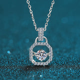 0.3ct Moissanite Necklace Vintage Lock Pendant 925 Sterling Silver for Women