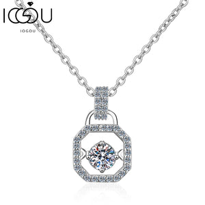 0.3ct Moissanite Necklace Vintage Lock Pendant 925 Sterling Silver for Women