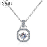 0.3ct Moissanite Necklace Vintage Lock Pendant 925 Sterling Silver for Women