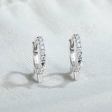 1.5mm Black/White Moissanite Hoop Earrings 925 Silver