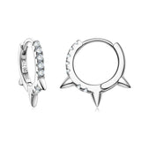 1.5mm Black/White Moissanite Hoop Earrings 925 Silver
