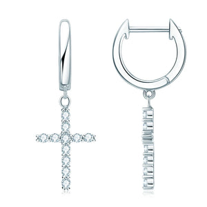 1.6mm Round Moissanite Hoop Earrings 925 Silver Dangle Huggie Earrings