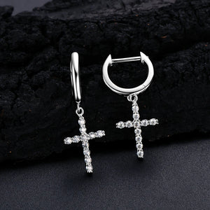 1.6mm Round Moissanite Hoop Earrings 925 Silver Dangle Huggie Earrings