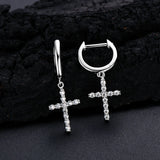 1.6mm Round Moissanite Hoop Earrings 925 Silver Dangle Huggie Earrings