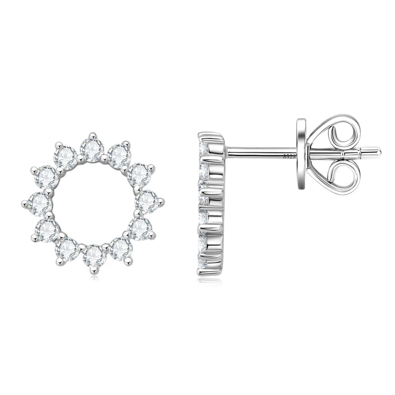 0.48ct Total Round D Moissanite Diamond Stud Earrings 925 Silver