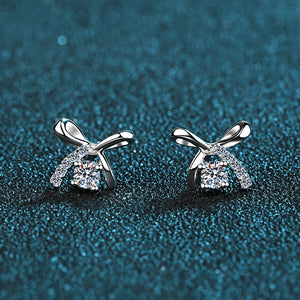 925 Silver Moissanite Bowknot Stud Earrings for Women