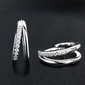 Double Hoop Earrings 925 Sterling Silver Moissanite Women's Jewelry