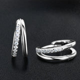 Double Hoop Earrings 925 Sterling Silver Moissanite Women's Jewelry