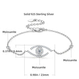 Real Moissanite Evil Eye Bracelet 925 Silver Charm Jewelry