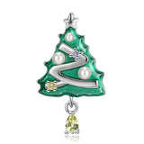 S925 Sterling Silver Christmas Tree Necklace Zircon Pendant