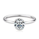6.5mm Moissanite Engagement Ring 925 Silver Diamond Band