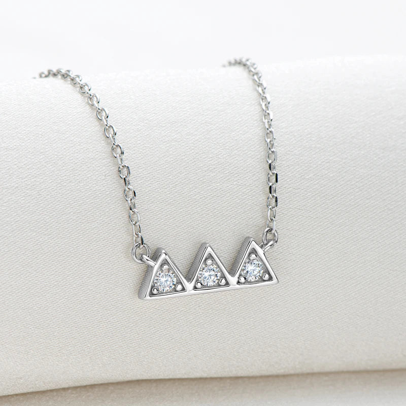 2.5mm D Moissanite Mountain Pendant Necklace in 925 Sterling Silver