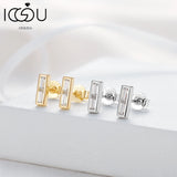 Rectangular Emerald Cut Moissanite Stud Earrings 925 Sterling Silver