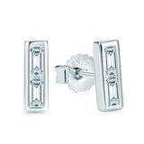 Rectangular Emerald Cut Moissanite Stud Earrings 925 Sterling Silver