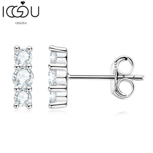 3 Stone Moissanite Stud Earrings 100 Sterling Silver High Jewelry
