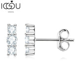 3 Stone Moissanite Stud Earrings 100 Sterling Silver High Jewelry