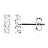 3 Stone Moissanite Stud Earrings 100 Sterling Silver High Jewelry