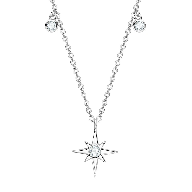 3MM Moissanite Star Pendant 925 Silver Necklace, Birthday Gift