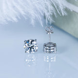 D VVS1 Moissanite Stud Earrings 925 Silver Four Claw Earrings For Women