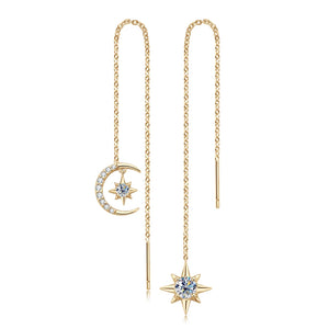 Dazzling 3mm&5mm D VVS1 Moissanite Dangle Earrings