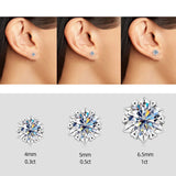 Real Moissanite Stud Earrings Platinum Plated 925 Sterling Silver Snowflake