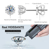 Real Moissanite Stud Earrings Platinum Plated 925 Sterling Silver Snowflake