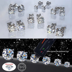 D VVS1 Moissanite Stud Earrings 925 Silver Four Claw Earrings Gift