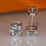 D VVS1 Moissanite Stud Earrings 925 Silver Four Claw Earrings Gift