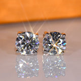 D VVS1 Moissanite Stud Earrings 925 Silver Four Claw Earrings Gift