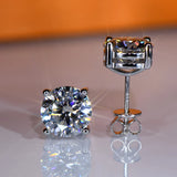 D VVS1 Moissanite Stud Earrings 925 Silver Four Claw Earrings Gift