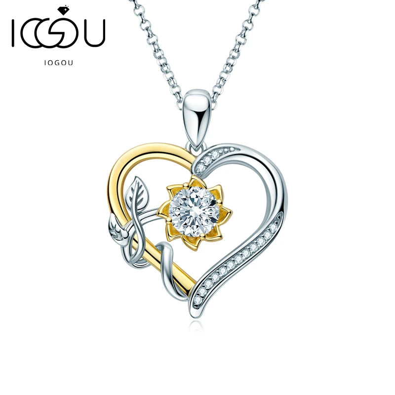 6.5MM Moissanite Heart Pendant Necklace 925 Silver Jewelry Girls Promise Gift