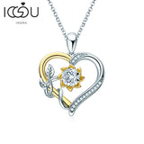 6.5MM Moissanite Heart Pendant Necklace 925 Silver Jewelry Girls Promise Gift
