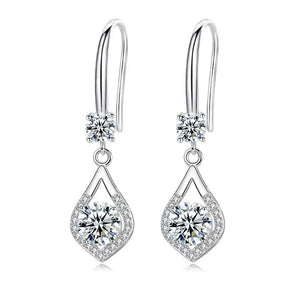 D Moissanite Teardrop Earrings 925 Sterling Silver