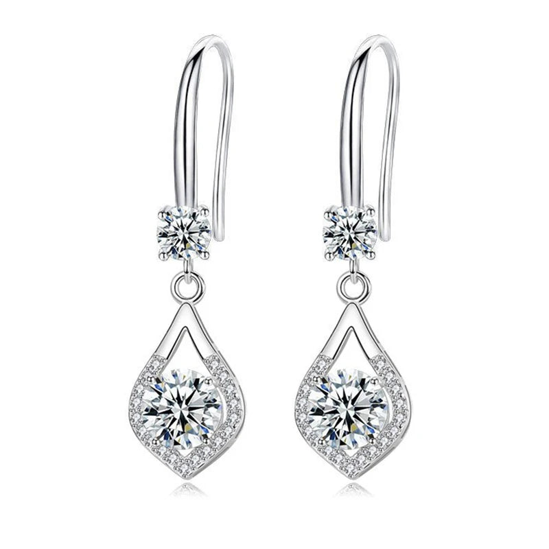 D Moissanite Teardrop Earrings 925 Sterling Silver