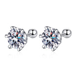 925 Silver Moissanite Stud Earrings Platinum Plated Hypoallergenic