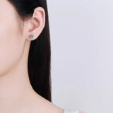925 Silver Moissanite Stud Earrings Platinum Plated Hypoallergenic