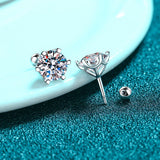 925 Silver Moissanite Stud Earrings Platinum Plated Hypoallergenic