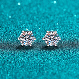 925 Silver Moissanite Stud Earrings Platinum Plated Hypoallergenic