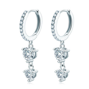 925 Silver D Moissanite Hoop Earrings 4mm&5mm Tassel