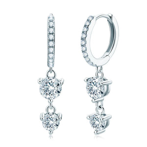 925 Silver D Moissanite Hoop Earrings 4mm&5mm Tassel