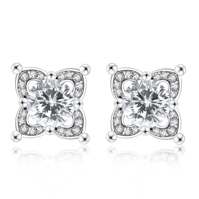 925 Silver D Round Moissanite Stud Earrings for Women