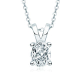 925 Sterling Silver 2.0ct Oval Cut Simulated Diamond Pendant Necklace